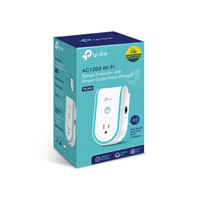 TP Link AC1200 Wi Fi Range Extender with AC Passthrough RE360