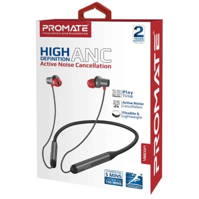 Promate High Definition ANC Wireless Neckband HD Active Noise Cancelling Bluetooth Earphones
