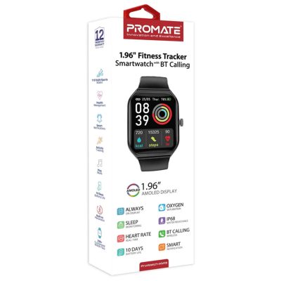 Promate ProWatch AM19 1.96 Inch Fitness Tracker Smartwatch with Bluetooth Calling